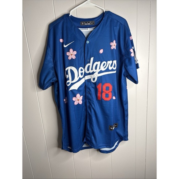 Nike X Takashi Muraka  Dodgers YAMAMOTO  #18 Tokyo Series Cherry Blossom Jersey - Picture 3 of 11